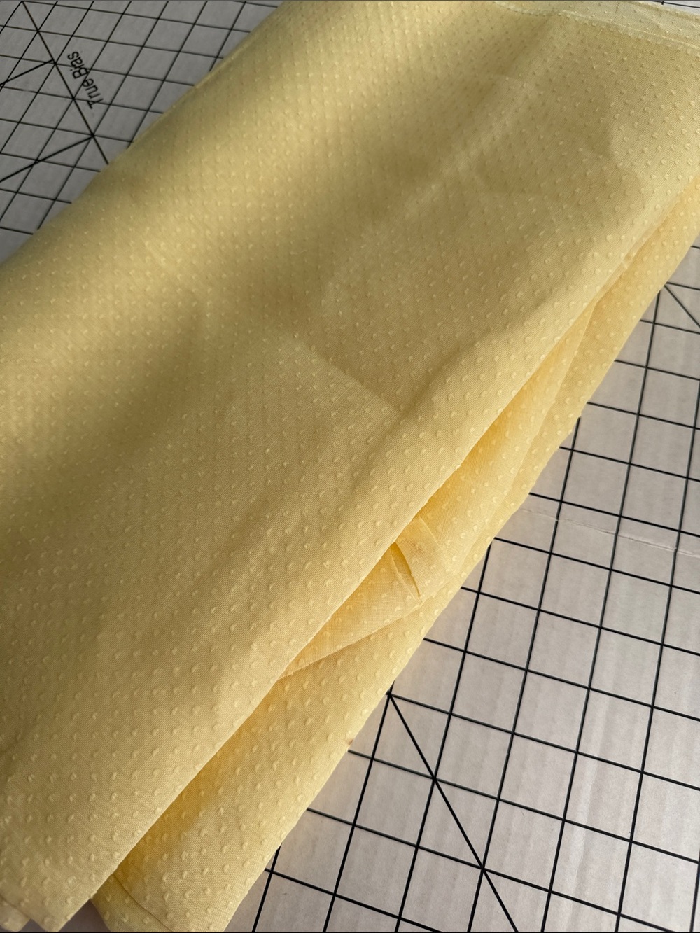 Vintage Butter Yellow Dobby Dot Fabric 4+ Yards 35” Wide NOS Textured MCM